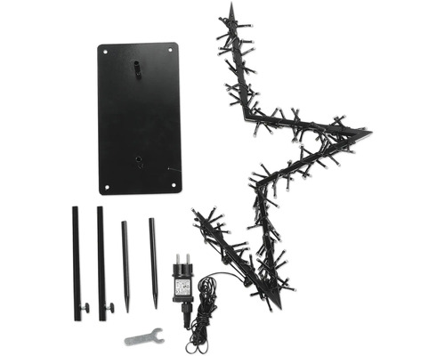 LED Leuchtstern mit Erdspieß, Standfuß, Netzteil und Montagezubehör