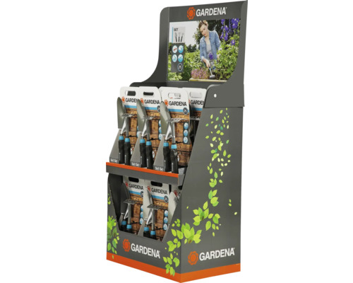 Verkaufsaufsteller mit Gardena Gartengeräten