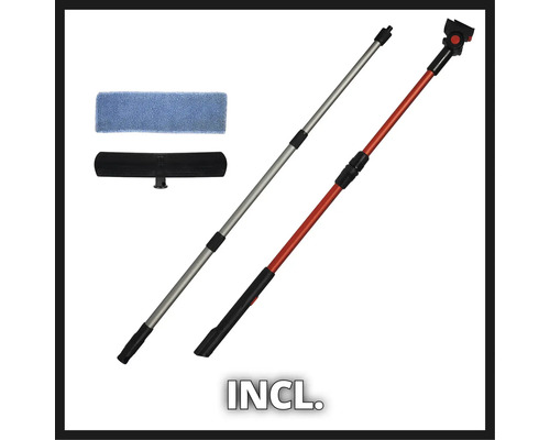 Fensterreiniger Set mit zwei Teleskopstangen, Fensterwischer und Mikrofaserbezug