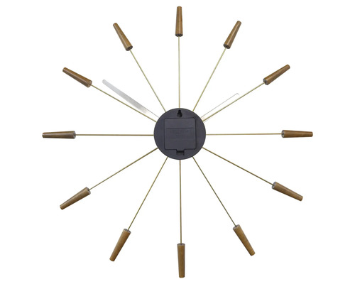 Wanduhr mit Holzapplikationen und Zeigern
