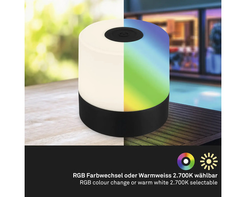 Tischleuchte mit RGB Farbwechsel und warmweissem Licht