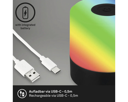 Nachttischleuchte mit integrierter Batterie und USB-C-Ladekabel
