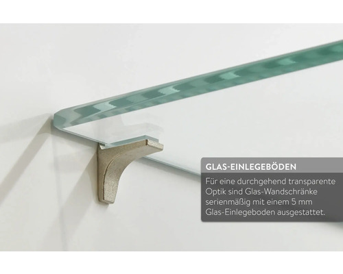 Glasboden mit Metallhalterung für Wandregal