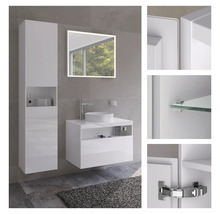 Modernes Badezimmer-Set mit Waschbecken, Spiegelschrank und Hochschrank