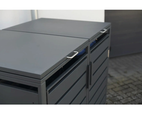 Mülltonnenbox mit zwei Fächern und Griffen