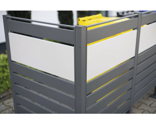 Mülltonnenbox aus Aluminium und Kunststofflatten