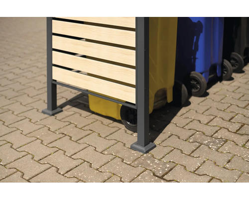 Mülltonnenbox mit Holzverkleidung zur Aufbewahrung von Mülltonnen