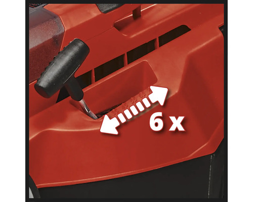 Zentrale Schnitthöhenverstellung des Rasenmähers mit sechsfacher Einstellung