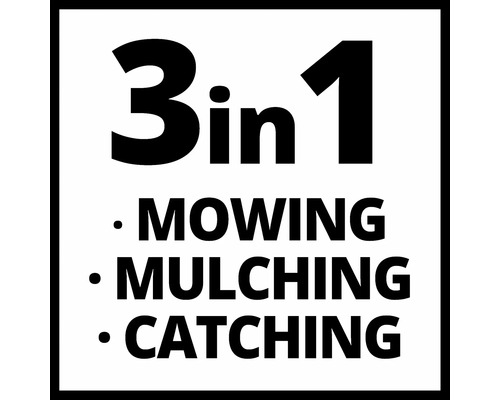 3-in-1 Funktion: Mähen, Mulchen, Fangen