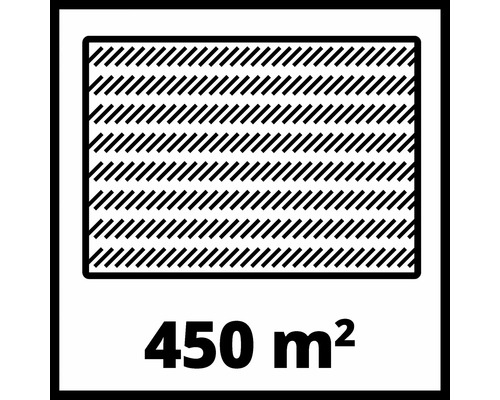 Geeignet für Rasenflächen bis zu 450 Quadratmeter.
