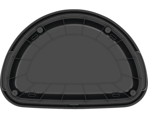 Schwarze Bodenplatte in Halbmondform