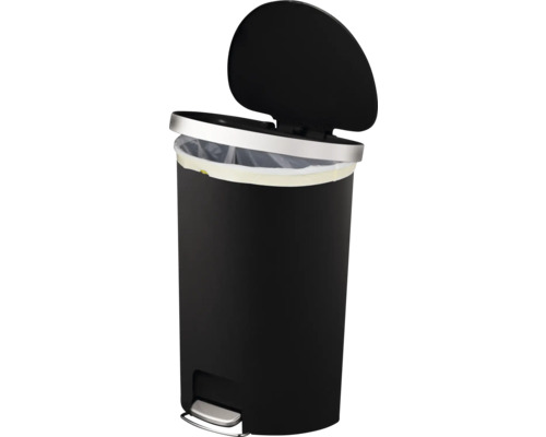 Treteimer mit geöffnetem Deckel und eingesetztem Müllbeutel