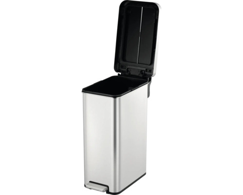 Offener, rechteckiger Abfalleimer aus Stahl mit Fußpedal