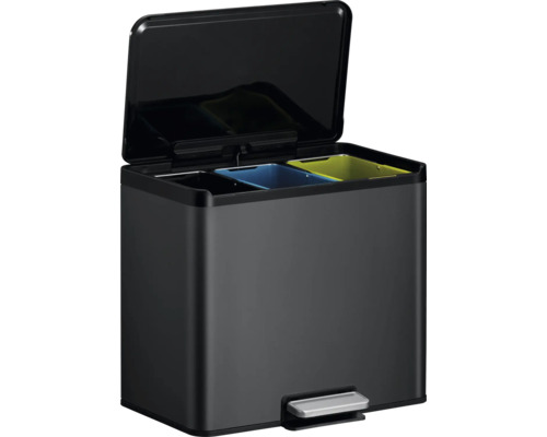 Abfalleimer mit drei Fächern und Pedalöffnung