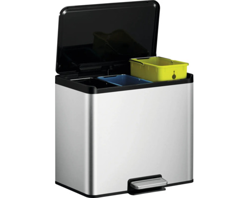 Treteimer mit drei Behältern zur Mülltrennung