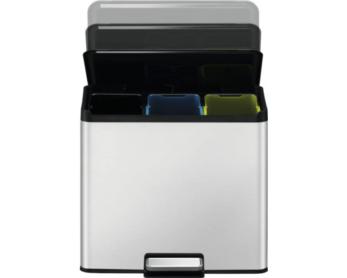 Abfalltrennsystem aus Edelstahl mit drei Behältern