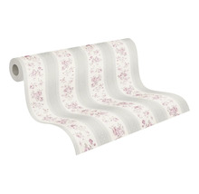 Tapetenrolle mit floralem Muster und Streifen