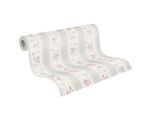 Tapetenrolle mit floralem Muster und Streifen