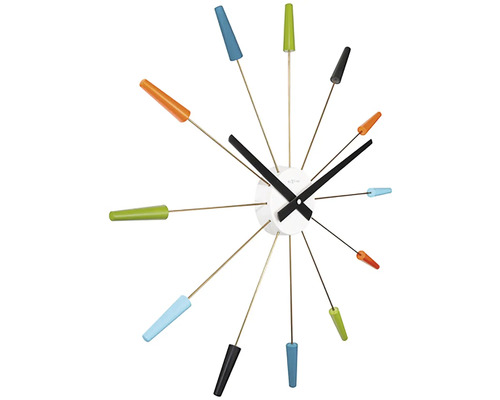 Wanduhr mit bunten Markierungen und Zeitanzeige