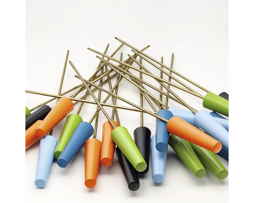 Mehrfarbige Möbelknöpfe aus Holz mit goldenen Stäben