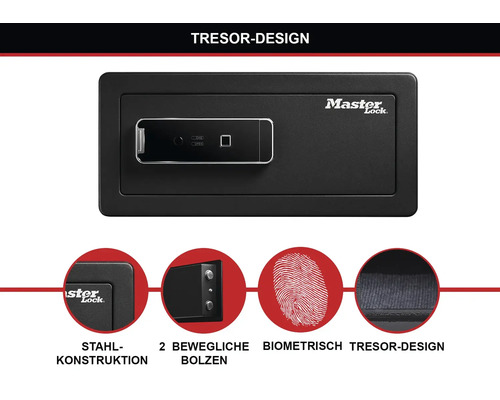 Master Lock Tresor mit biometrischem Schloss und Stahlkonstruktion