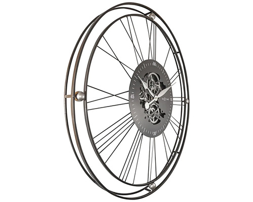 Dekorative Wanduhr mit offenem Uhrwerk und römischen Ziffern