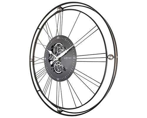 Nextime Wanduhr mit offenem Uhrwerk