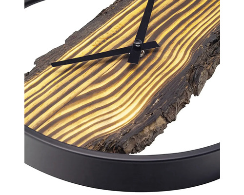 Wanduhr mit Holzscheibe und Metallrahmen