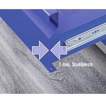 Werkbank Industrial A 1.0 1180 x 880 x 700 mm 2 Türen 2 Schubladen grau/blau-thumb-5