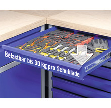 Werkbank Industrial A 1.0 1180 x 880 x 700 mm 2 Türen 2 Schubladen grau/blau-thumb-6