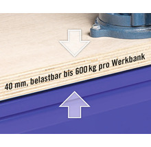 Werkbank Industrial A 1.0 1180 x 880 x 700 mm 2 Türen 2 Schubladen grau/blau-thumb-8