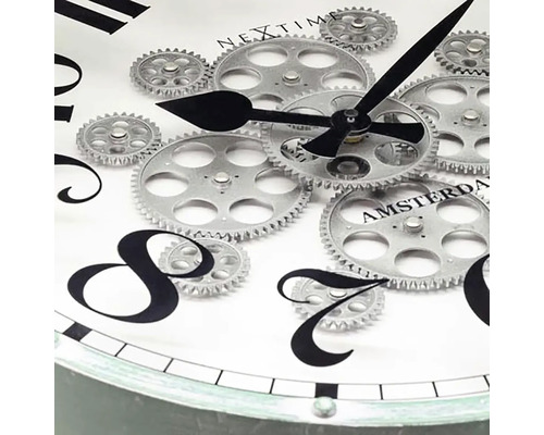Dekorative Wanduhr mit Zahnrädern und Zeitanzeige