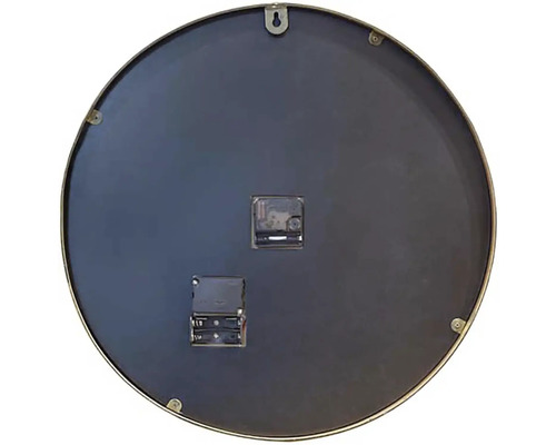 Rückseite einer runden Wanduhr mit Batteriebetrieb