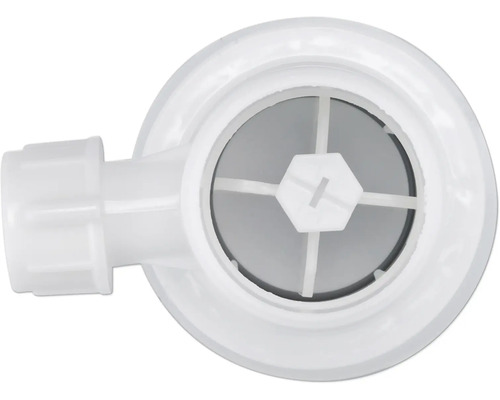 Aufsicht auf einen weißen Duschablauf aus Kunststoff