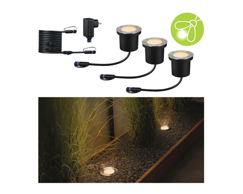 Einbaustrahler Set zur Gartenbeleuchtung mit Anschlusskabel und Stecker