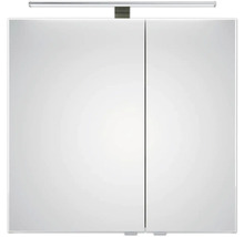 Badmöbel-Set Pelipal Sunline 114 BxHxT 82 x 200 x 46 cm Frontfarbe eiche riviera Badmöbelset 3-teilig mit Waschtisch Keramik weiß und Waschtischunterschrank Spiegelschrank mit LED-Beleuchtung