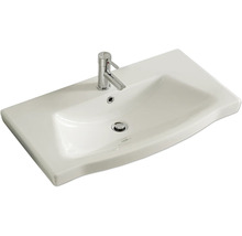 Badmöbel-Set Pelipal Sunline 114 BxHxT 82 x 200 x 46 cm Frontfarbe eiche riviera Badmöbelset 3-teilig mit Waschtisch Keramik weiß und Waschtischunterschrank Spiegelschrank mit LED-Beleuchtung