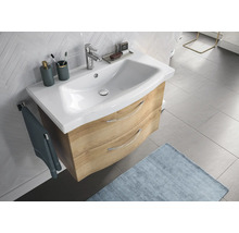 Waschtisch mit Unterschrank und zwei Schubladen im Badezimmer.
