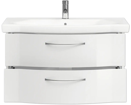 Waschtischunterschrank mit zwei Schubladen und Aufsatzwaschbecken