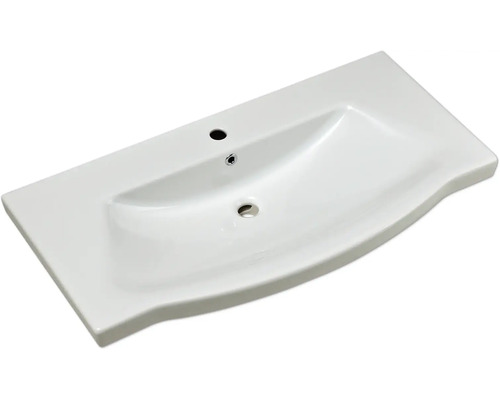 Aufsatzwaschbecken aus Keramik mit Hahnloch und Überlauf