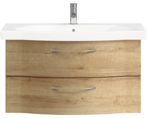 Waschtischunterschrank mit zwei Schubladen und Aufsatzwaschbecken