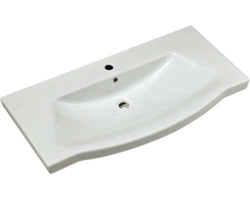 Weißes Keramik Waschbecken mit Hahnloch und Überlauf