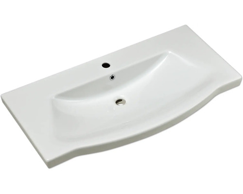 Waschtisch aus Keramik mit Hahnloch und Überlauf