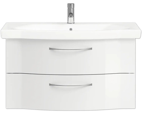 Waschtischunterschrank mit zwei Schubladen und Aufsatzwaschbecken