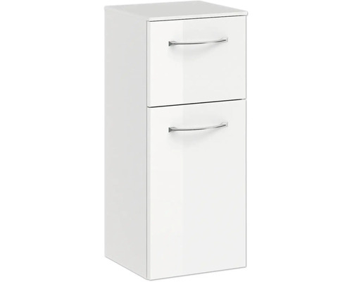 Weißer Bad-Hängeschrank mit zwei Schubladen und Griffen