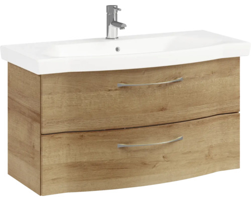 Waschtischunterschrank mit zwei Schubladen und Aufsatzwaschbecken