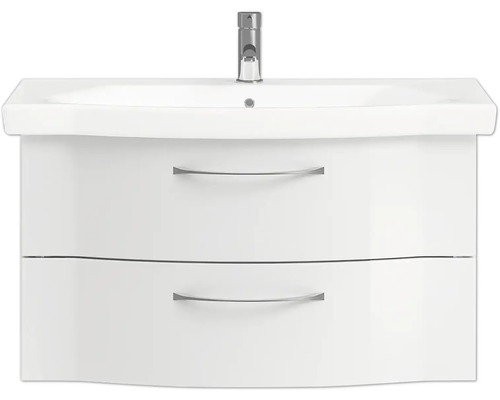 Waschtischunterschrank mit zwei Schubladen und Keramikwaschbecken