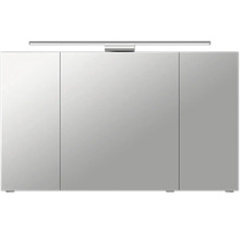 Badmöbel-Set Pelipal Sunline 114 BxHxT 122 x 200 x 51,5 cm Frontfarbe graphit struktur quer Badmöbelset 3-teilig mit Waschtisch Keramik weiß und Waschtischunterschrank Spiegelschrank mit LED-Beleuchtung