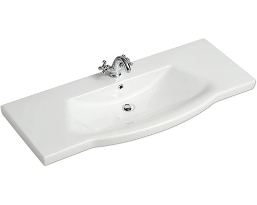 Waschtisch aus Keramik mit Armatur