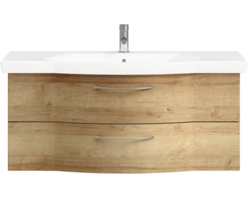 Waschtischunterschrank mit zwei Schubladen und Aufsatzwaschbecken